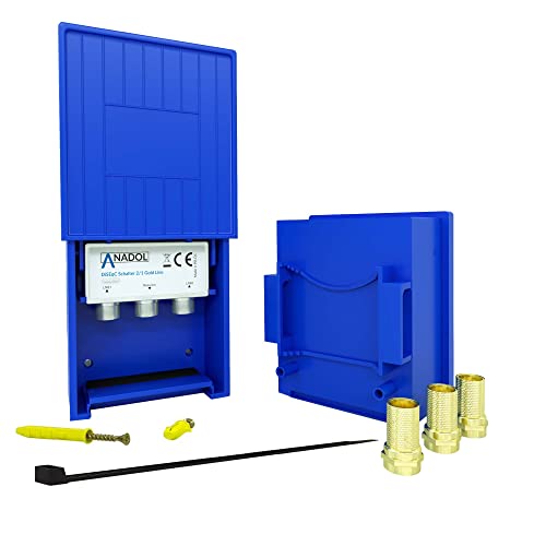 Anadol Interrupteur DiseqC 2.0 2/1 pour antenne parabolique, pour réception de 2 satellites pour 1 participant, boîtier de protection contre les...