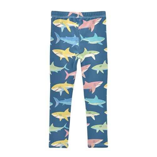 Colorful Sharks Girls' Leggings Toddler Doodles Kids Yoga Pants Dance Active Tights 4T2