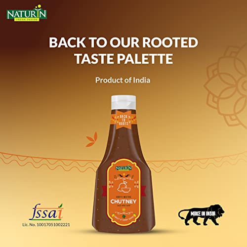 Image of Naturin Khatti Meethi Chutney - Homemade Style Chatpati Imli Chutney - Sweet & Sour Tamarind Sauce - Made with Traditional Indian /Asian Saunth Condiment for Dipping - 425gm