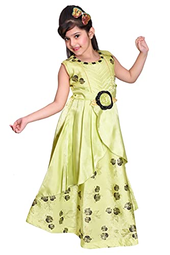Image of Sky Heights Girl's Silk Blend Fit and Flare Maxi Wedding Dress