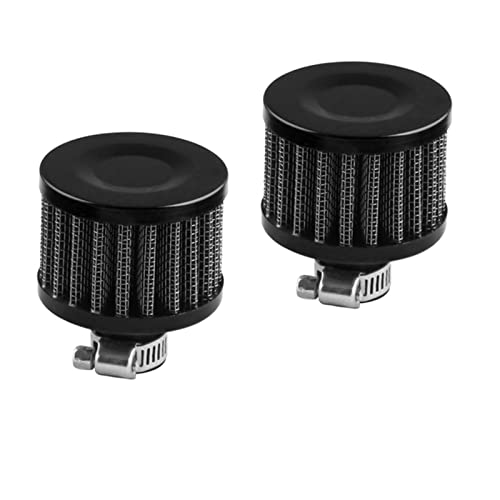 RASNAUTO 2pcs 12mm Air Filter Cold Air Intake Filter Breather Turbo Vent Cleaner Black Universal for Car and Motorcycle