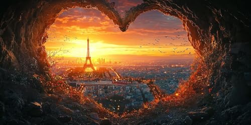 Diamond Painting La ville de l'amour broderie diamant ronde 40x80 cm grand format DIY