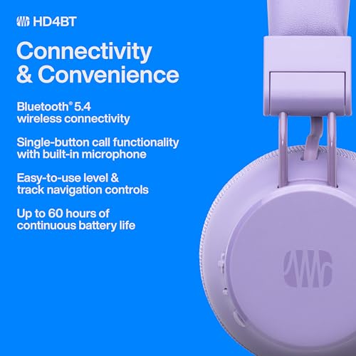 Image of PreSonus Eris HD4BT - Over-Ear Closed-Back Wireless Headphones, Bluetooth, ANC Noise Cancelling, Up to 60 Hours Battery Life, Studio Headphones for Mixing, Monitoring, Recording, Mystic Purple