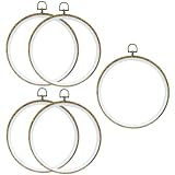 Kyuionty Paquete de 5 aros redondos de bordado de 5.3 pulgadas, punto de cruz, marco de exhibición de madera sintética, anillo de aro de bordado circular para manualidades, costura y colgar