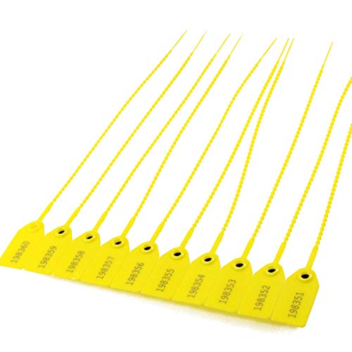 1000 Numbered Security Zip Ties Plastic Seals Pull Tite Security Tags Disposable Self-Locking Tie for Fire Extinguisher 250mm Lenght (Yellow)