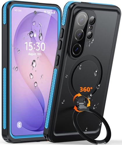 Oterkin 360° Spin Stand for Samsung Galaxy S26 Ultra Waterproof Case, Blue