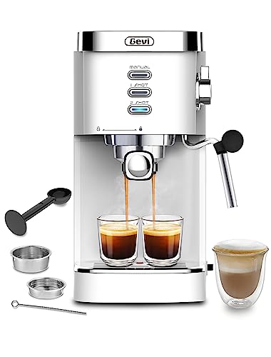 Gevi Espresso Machine 20 Bar High Pressure,compact espresso machines with Milk Frother Steam Wand,Professional Cappuccino,Latte,Macchiato Maker for home,espresso maker，gift for mom