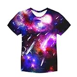 Modisches Kinder-T-Shirt mit lässigem Buchstabenprint für Jungen Rundhalsausschnitt (Purple, 4-5...