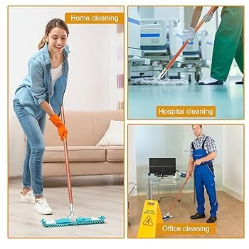 Image of Spin Mop Stick Rod Only with Microfiber Refill | Stainless Steel Mop Rod Replacement Stick | Adjustable Extendable Handle | Rust Proof Pocha Stick | Floor Cleaning Supplies