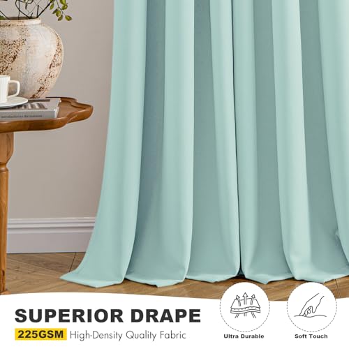 Image of MIULEE Blackout Curtains for Bedroom Living Room 2 Panels, Thermal Insulated Room Darkening Drapes Grommet Noise Reducing Light Blocking Window Treatments 45 Inches Long 40x45 Inch Aqua