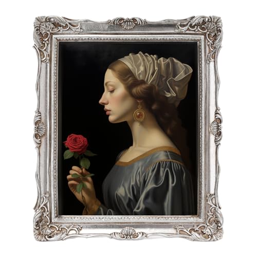 Image of 8x10 Vintage Picture Frame, Elegant Antique Picture Frames with Glass Front, Retro Photo Frame for Wall or Tabletop Display, Ornate Gothic 8x10 Frame for Home Decor Wall Decor, Gift Ideas (Sliver)