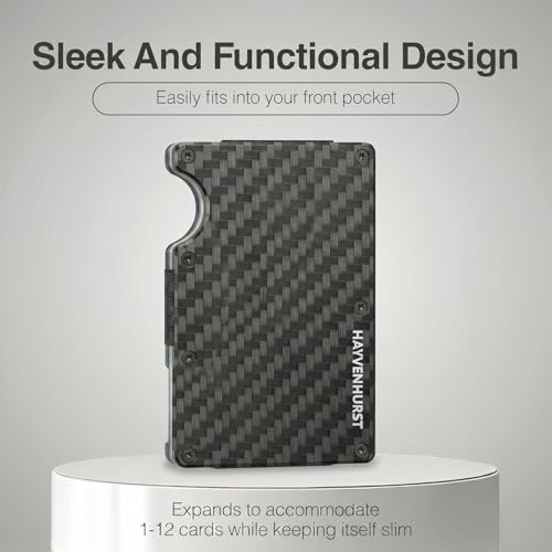 Image of Hayvenhurst Wallet for Men - Slim RFID Blocking Metal Wallet with Money Clip, Minimalist Front Pocket Credit Card Holder, Small Mens Wallet
