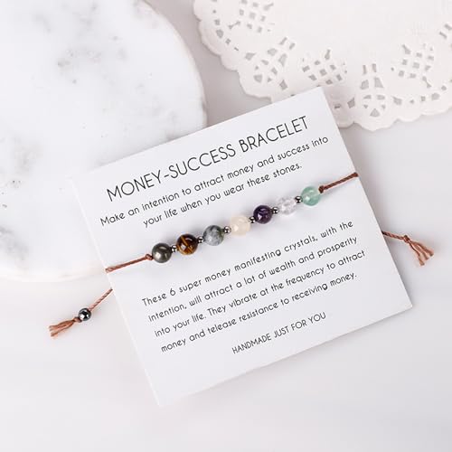 Ronglry Crystal Bracelet for Women Men - Spiritual Healing Stones Amethyst Gem Bracelet for Anxiety Relief - Natural Beads Jewelry3