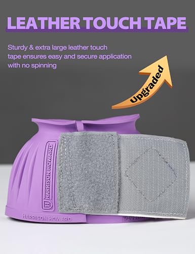 Image of Harrison Howard Rubber Bell Boots for Horses, Hoof Overreach Protection for Horses, w /Upgraded Leather Touch Tape
