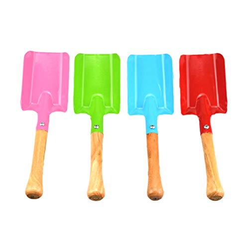Gankmachine Set di 4 attrezzi da giardino, paletta colorata in metallo con manico in legno, paletta per donne ragazzi uomini, 20 x 6,5 cm