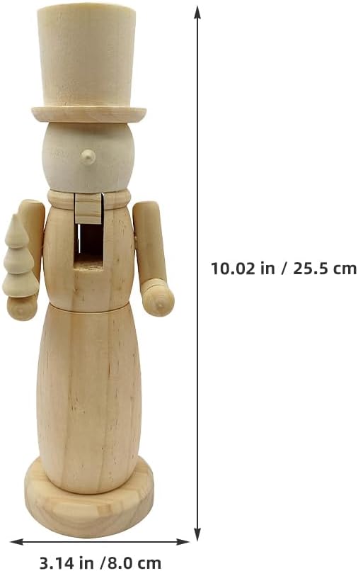 Cabilock DIY Blank Nutcracker Figures, Unfinished Wood Nutcracker Xmas Ornament, Wooden Unpainted Walnut Soldier Figure Christmas Decoration for Holiday Party Arts Project Craft