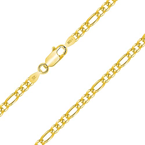 Chaîne Figaro Argent 925 plaqué or 3.3 mm : un collier robuste qui ne ternit pas