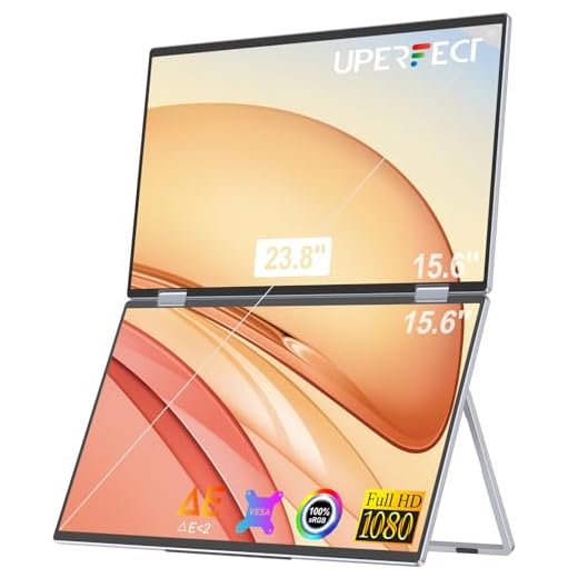 UPERFECT Delta Portable Monitor for Laptop Screen Extender 15.6" FHD 1080P Dual Monitor with Stand & VESA 360° Folding Travel Monitor Stacked Triple Monitor for Laptop PC