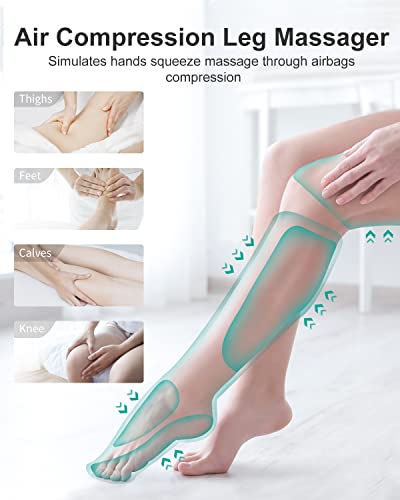 Nekteck Leg Massager For Circulation And Pain Relief, Air Compression Foot Calf Thigh Massager With 2 Heat And 3 Vibration Functions, 6 Modes 3 Intensities, Help For Muscles Relaxation #TOP2