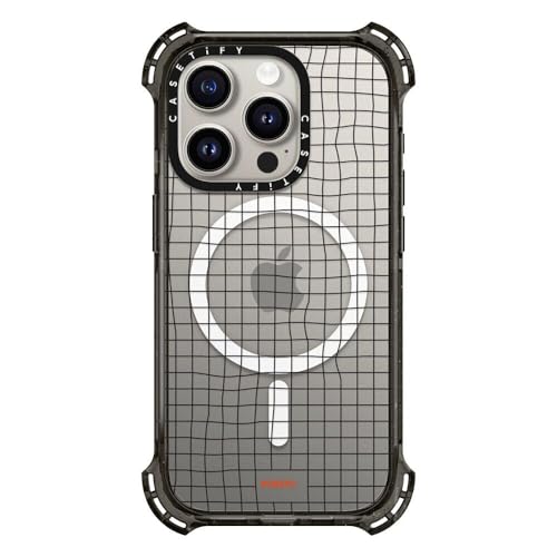 CASETiFY �o�E���X MagSafe�Ή� iPhone 15 Pro �P�[�X [MIL�K�i���� (6x MIL-STD-810G) / 6.5m����̗����������N���A / MagSafe �ɑΉ�] - Wavy Grid By Poketo - �N��