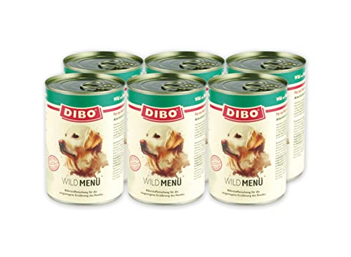 DIBO Menü Wild, 6 x 400g-Dose, Hundefutter, Nassfutterohne Konservierungsstoffe, Reine Fleischdosen aus frischem und natürlichem Fleisch Qualität