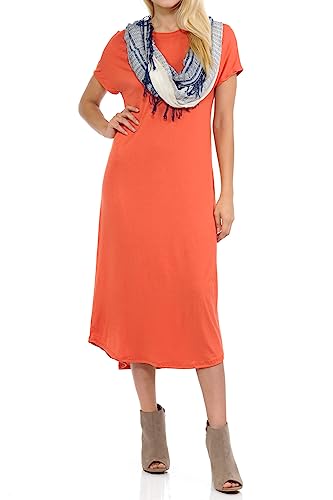 Image of iconic luxe Women's A Line Short Sleeve T Shirt Midi Dress Summer Casual