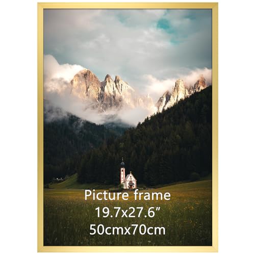 Giftgarden Marco 50x70, Marcos de Fotos Dorado de Aluminio, Perfecto para Enmarcar Paisajes, Retratos, Obras de Arte y Fotografías, Ideal Opción para Espacios de Arte, Oficinas y Hogares