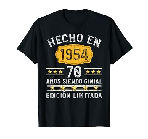 70 Años Cumpleaños Regalo Hombre Hecho En 1954 Camiseta