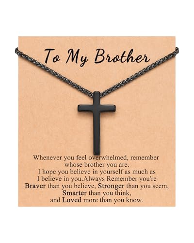 PINKDODO Cross Necklace for Men Boys, Valentines Birthday Christmas Gifts for Son Grandson Nephew Brother Boyfriend Mens