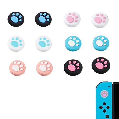 12 Stück Joystick Kappen Kompatibel mit Switch & Switch Lite Cat Claw Design Silikon Switch Thumb Grips Analog Stick Kappe für Controller Joystick Daumengriff Kappenabdeckung Cover