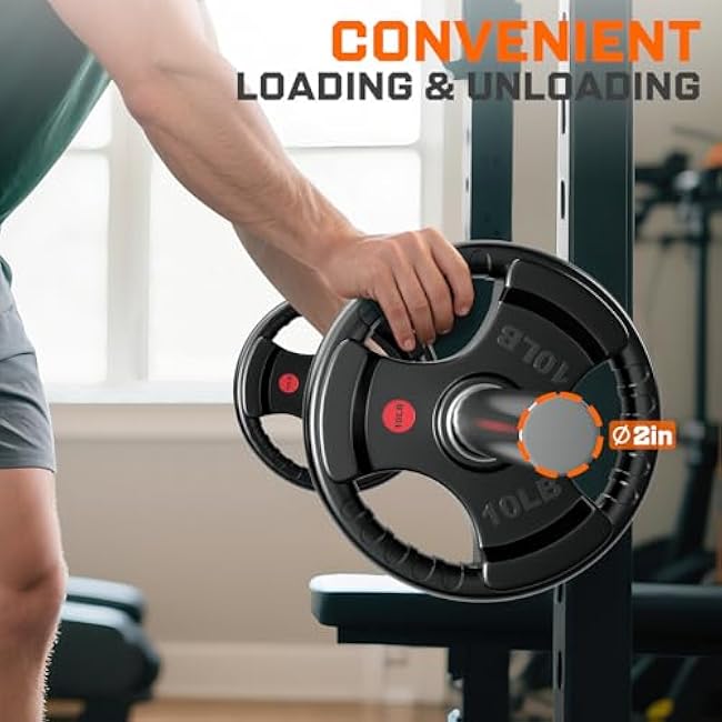 XDDIAS Rubber Weight Plates for Barbell, 2-Inch Olympic Grip Plate for Strength Training, Weightlifting and Bodybuilding in Home & Gym, Solid Cast Iron Weight Plates Pair and Sets