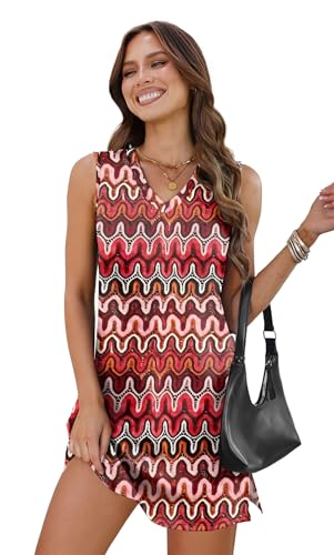 Image of BKRIVE V-Neck Summer Casual Beach Dresses for Women 2026 Vacation Women's Sleeveless Sundress with Split