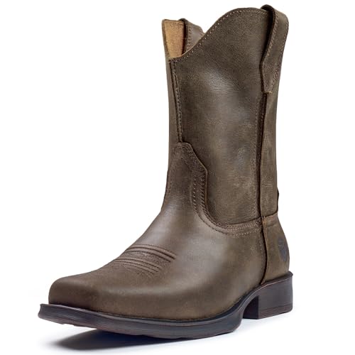 Image of SUREWAY Men's 10 inch Western Cowboy Work Boots for Men Square Toe,Premium Full Grain Leather,GoodyearWelted,Superior Oil /Slip /Water Resistant