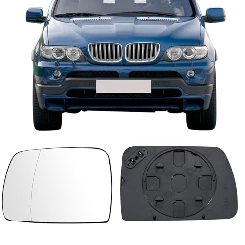 Driver Side Mirror Replacement Glass for Bmw X5 E53 1998 1999 2000 2001 2002 2003 2004 2005 2006, Backing Plate Power Heated Left Side View Car Rearview Mirror Glass for Range Rover MK3 2003 2004