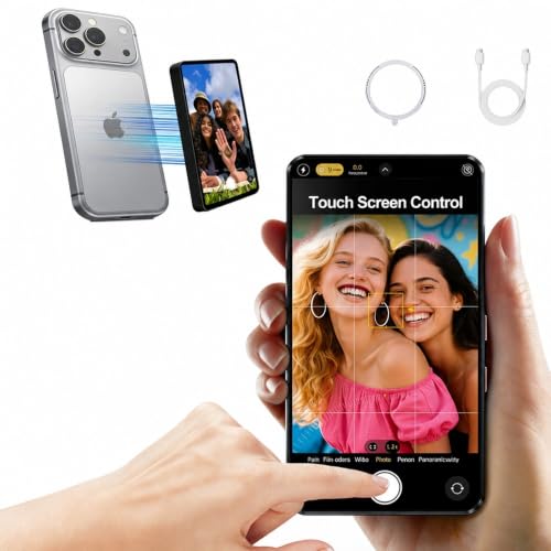 Image of Shimbol P4 Wireless Touchscreen Phone Monitor, 4 inch MagSafe Display | Full touch control, rear camera monitoring, low-latency WiFi, Bluetooth shutter, compatible with iPhone & Android for vloggin