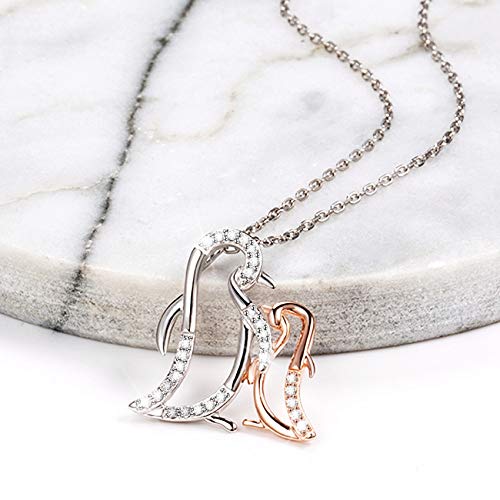 Mother and Daughter Animals Necklace 925 Sterling Silver Original Mother's Day Birthday Charms Gifts for Mommy Grandmom Daughter Jewelry Family Present Gift4