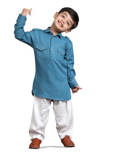 Image of POLKA TOTS Boys Cotton Pathani Set | Premium Pathani Kurta & Pyjama Set for Boys | Kurta Pajama for Kids Boy | Pathani Suit for Kids, Baby Boys & Toddlers | Ethnic Wear for Boy