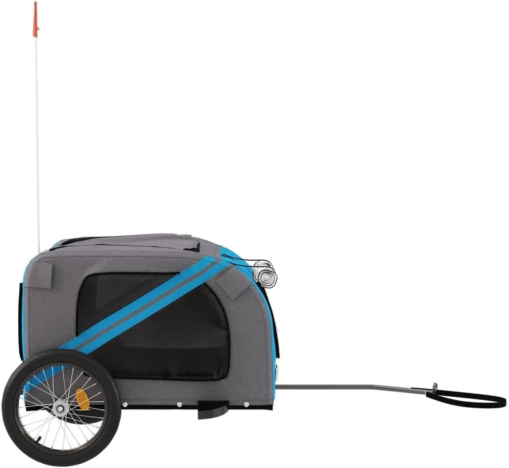 vidaXL Pet Bike Trailer Blue and Grey Oxford Fabric and Iron