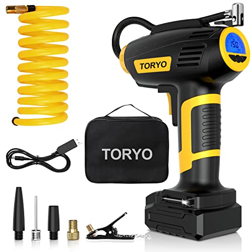 Tire Inflator Portable Air Compressor, Tire Pump for Car Portable 12V DC Battery tire inflator with Rechargeable Battery, Cordless Tire Inflator for Car, Motorbike, Bike and Inflatables