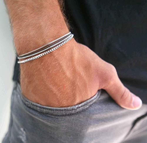 Handmade Cuff Chain Bracelet For Men Made Of Stainless Steel By Galis Jewelry - Silver Bracelet For Men - Cuff bracelet For men - Jewelry For Men - FITS 7