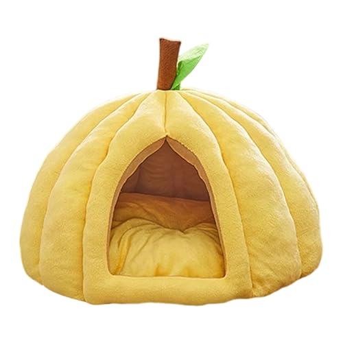 Casetta per gatti a forma di zucca, graziosa cuccia per gatti e gatti con cuscino rimovibile, calda cuccia per gatti e cani di piccola taglia (A, taglia unica)