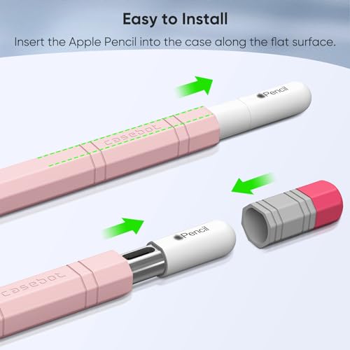 Image of Fintie Silicone Sleeve for Apple Pencil (USB-C), Light Pen Skin Case Cover Soft Protective Anti-Slip Pencil Grip Holder, Supports Magnetic Attachment, Pink