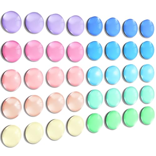 40 imanes decorativos de vidrio redondos color pastel