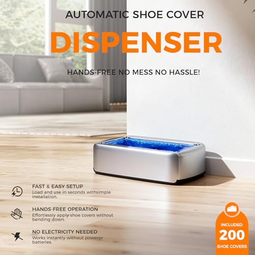 VMYTH Automatic Shoe Cover Dispenser with 200 PCS Disposable Boot Covers, Hands-Free Step-On Machine, No Electricity, Non-Slip & Reusable, Fits Most Sizes for Home Office Lab & Medical Use - image 2