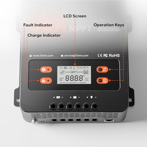 Image of LiTime 12V-48V 60A MPPT Solar Charge Controller, Max 200V PV Input