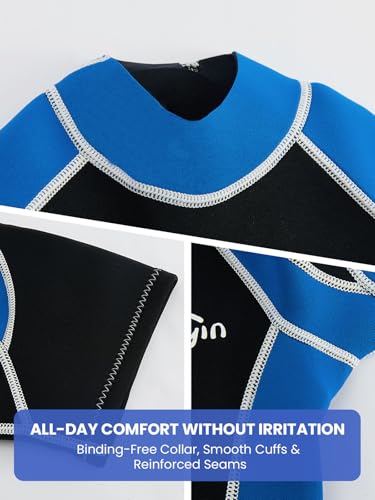 Yikayin Neoprenanzug Kinder Kurz, 2.5mm Neopren Shorty für Jungen Mädchen, Thermo UV Schwimmanzug Rückenreißverschluss zum Schwimmkurs, Tauchen, Surfen, Schnorcheln