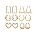 6 Pairs Large Bamboo Shaped Hoop Earrings Set Gold Tone Statement Hip-Hop Earrings for Women Girls Jewelry