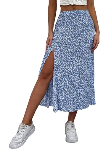 Women’s Pencil Skirt 2024 Summer Floral, Long Comfortable Casual Skirt with Side Slit