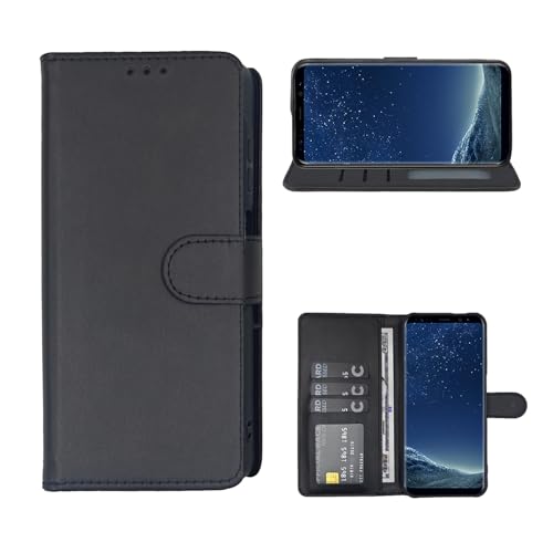 beukei Compatible with for Samsung Galaxy S8 Wallet Case, Leather Flip Credit Card Holder Stand Phone Cover (Black, for Galaxy S8)