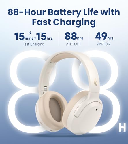 Image of Edifier W820NB Plus Gen 2 Wireless Over-Ear Noise Cancelling Headphone, -49 dB ANC, LDAC Hi-Res Audio, 88H Playtime, Spatial Sound, Volume Guard, Bluetooth V6.1 & Multipoint, Fast Charge - Ivory